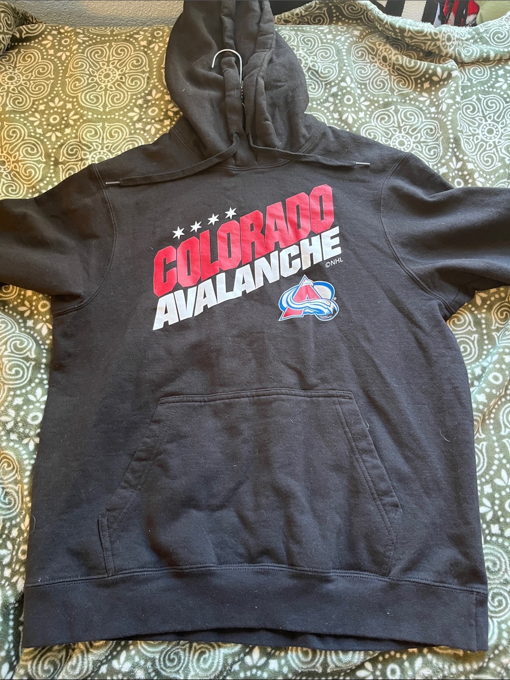 NHL Colorado Avalanche Black Crewneck Sweatshirt with Red & White Logo